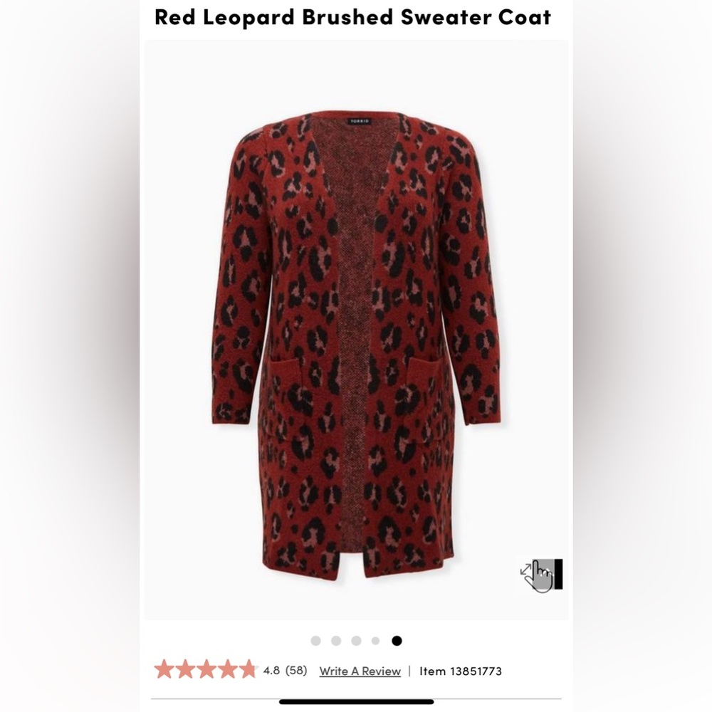 NWOT/EUC torrid leopard red sweater cardigan/coat